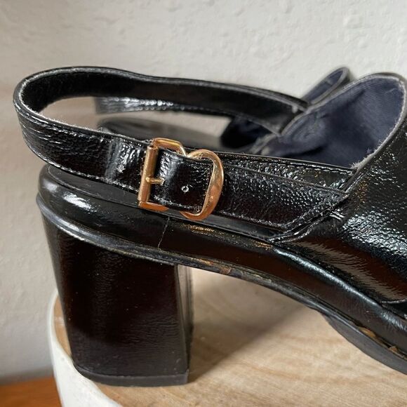 Power Sole Black Sling Back Heels Size 38 EUC - Picture 2 of 8